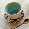 taza de ceramica artesanal con platito pintado