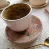 taza de ceramica artesanal con platito pintado