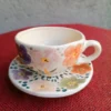taza de ceramica artesanal con platito pintado